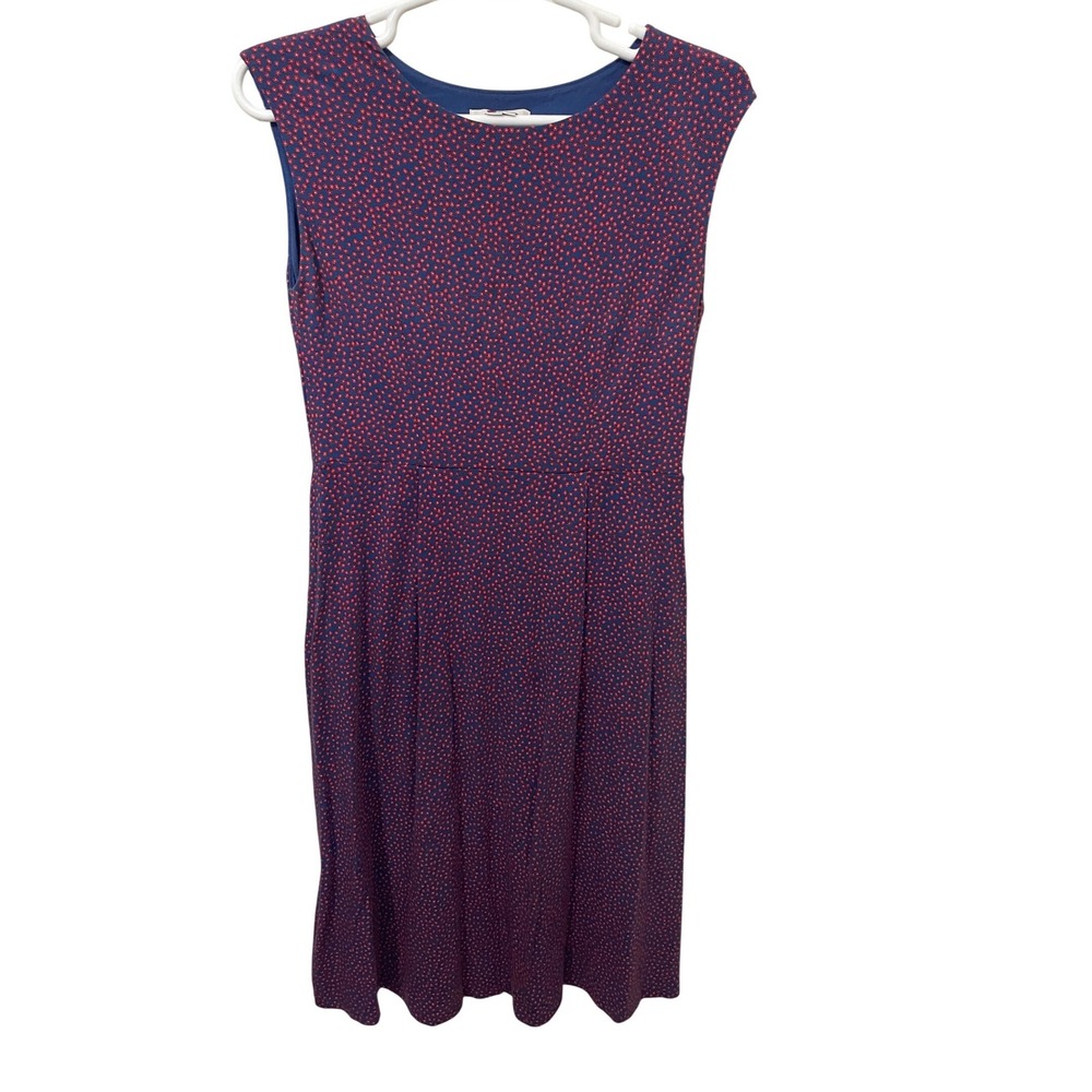 Boden Marina Jersey Midi Dress Navy Blue Red Ditsy Floral Size 12L US